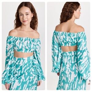 Diarrablu printed blue Naka Top 🩵 XS NWOT